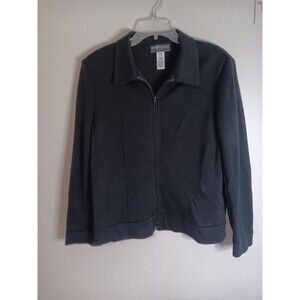 Sag Harbor Zip Up Jacket Black Lightweight Size 16 Unlined
